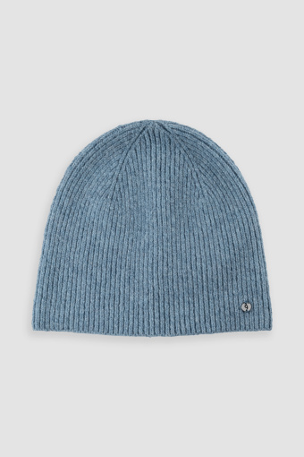 Niebieska prążkowana czapka beanie