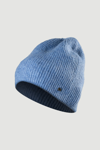 Niebieska prążkowana czapka beanie