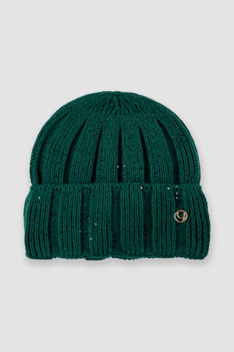 Czapka beanie z widoczną strukturą ciemna zieleń