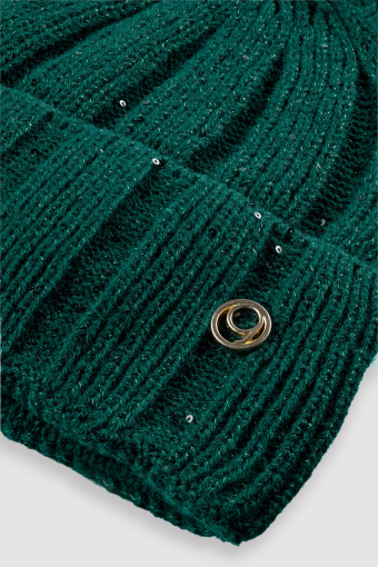 Czapka beanie z widoczną strukturą ciemna zieleń