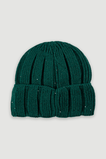 Czapka beanie z widoczną strukturą ciemna zieleń