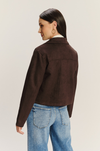 Kurtka w kolorze czekoladowym z imitacji zamszu  Kurtka w kolorze czekoladowym z imitacji zamszu