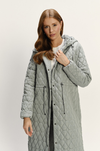 Pikowana jasnozielona kurtka z kapturem