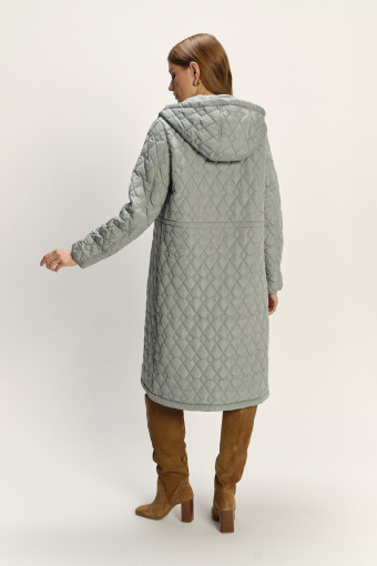 Pikowana jasnozielona kurtka z kapturem