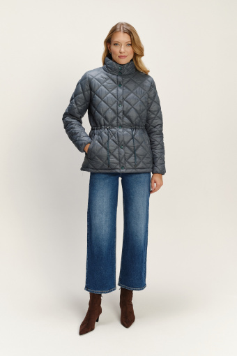 Turkusowa pikowana kurtka z wysokim kołnierzem Turkusowa pikowana kurtka z wysokim kołnierzem