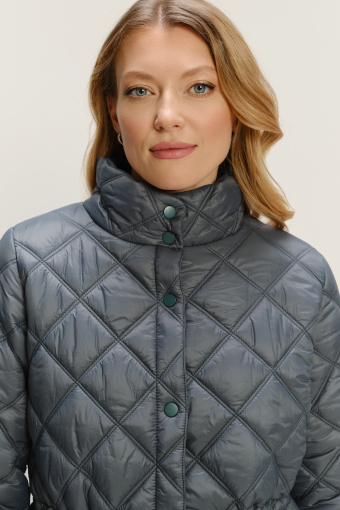 Turkusowa pikowana kurtka z wysokim kołnierzem Turkusowa pikowana kurtka z wysokim kołnierzem