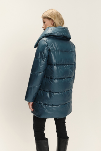 Pikowana kurtka z kołnierzem ciemny turkus Pikowana kurtka z kołnierzem ciemny turkus