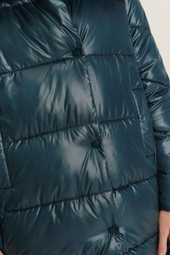 Pikowana kurtka z kołnierzem ciemny turkus Pikowana kurtka z kołnierzem ciemny turkus