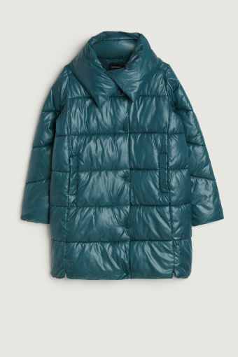 Pikowana kurtka z kołnierzem ciemny turkus Pikowana kurtka z kołnierzem ciemny turkus