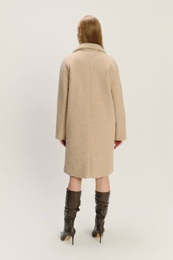 Efektowny dwurzędowy  płaszcz jasny beż