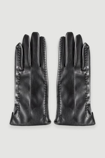 Czarne eleganckie rękawiczki z ekoskóry 