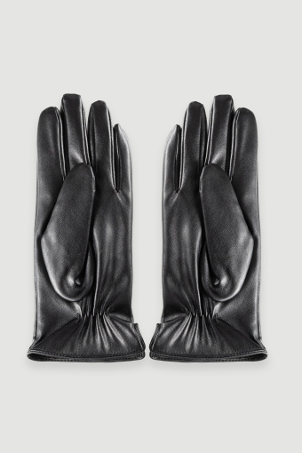 Czarne eleganckie rękawiczki z ekoskóry 