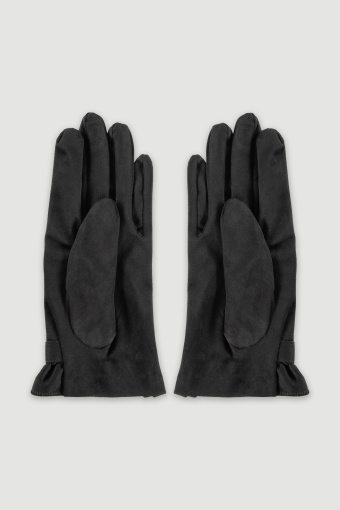 Czarne rękawiczki z falbanką 