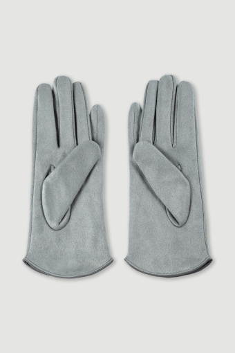 Uniwersalne jasnoszare rękawiczki z eko zamszu