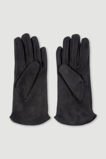 Czarne basicowe rękawiczki z eko skóry