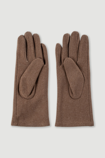 Brązowe klasyczne rękawiczki z eko zamszu