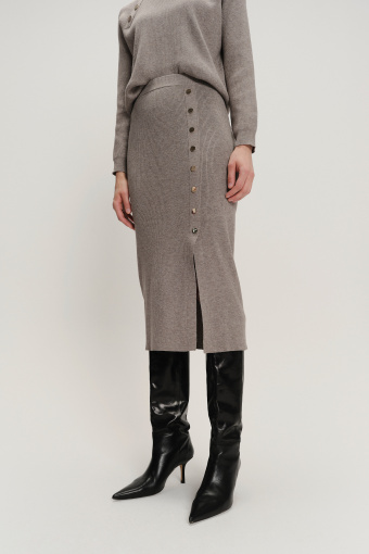 Dzianinowa szara spódnica midi
