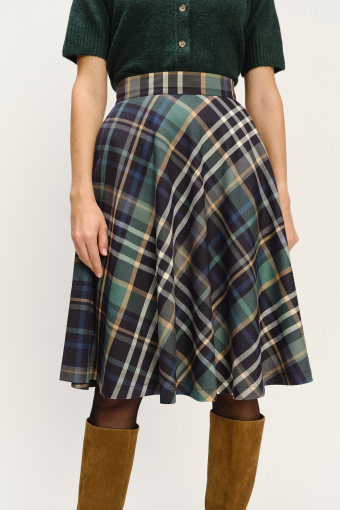 Wiskozowa spódnica midi w kratę