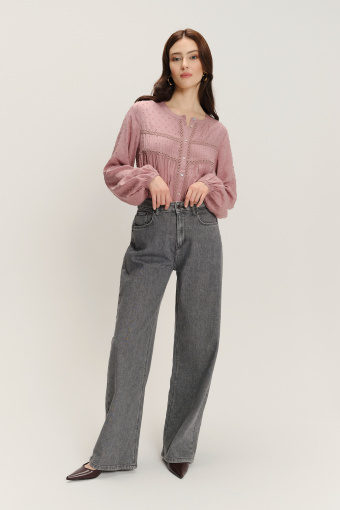 Ciemnoszare spodnie jeansowe wide leg