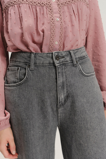 Ciemnoszare spodnie jeansowe wide leg