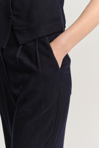 Garniturowe szerokie spodnie ciemny granat