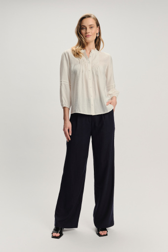 Garniturowe szerokie spodnie ciemny granat