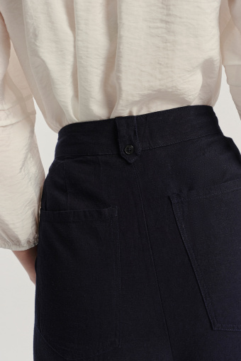 Garniturowe szerokie spodnie ciemny granat