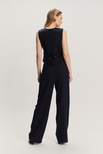 Garniturowe szerokie spodnie ciemny granat