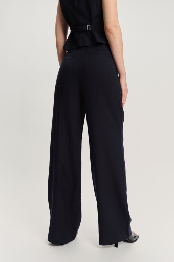 Garniturowe szerokie spodnie ciemny granat