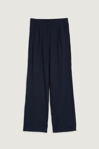 Garniturowe szerokie spodnie ciemny granat