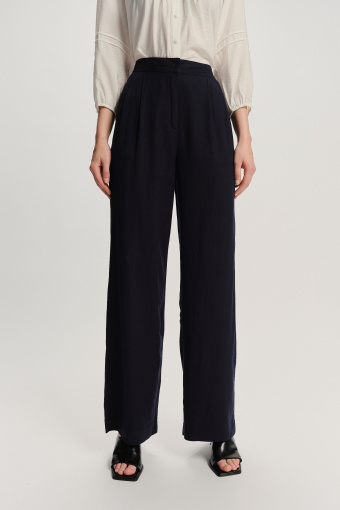 Garniturowe szerokie spodnie ciemny granat