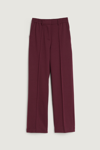 Efektowne bordowe spodnie z wysokim stanem Efektowne bordowe spodnie z wysokim stanem