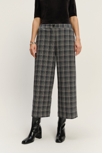 Szerokie wiskozowe spodnie w kratę