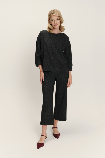 Czarne lekko połyskujące spodnie 7/8