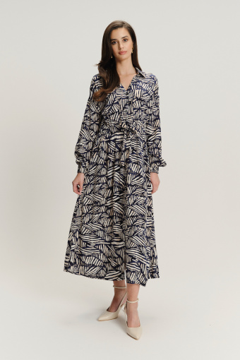 Sukienka maxi z czarno-białym printem