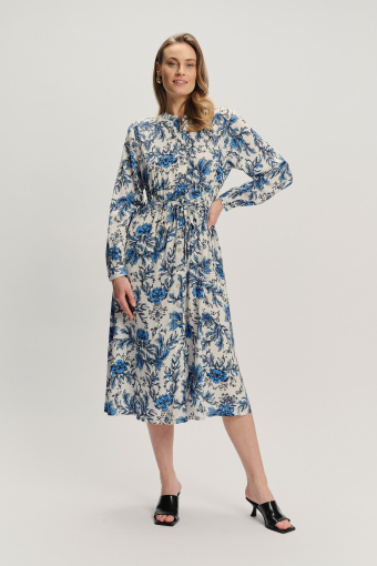 Sukienka midi w niebieskie kwiaty