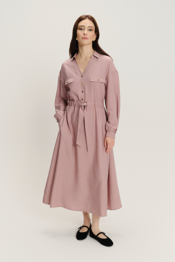 Sukienka midi w kolorze pudrowego różu