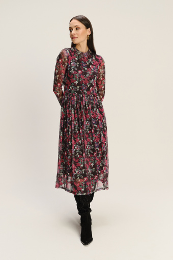 Plisowana sukienka z printem w kwiaty 