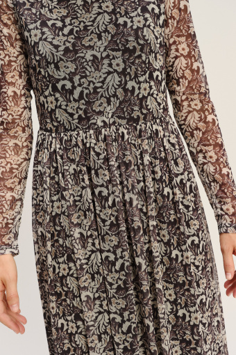 Plisowana sukienka midi z printem 