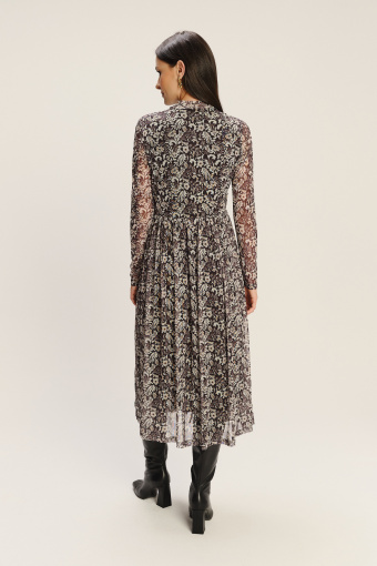 Plisowana sukienka midi z printem 