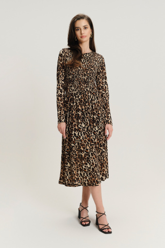 Stylowa sukienka midi z printem animal
