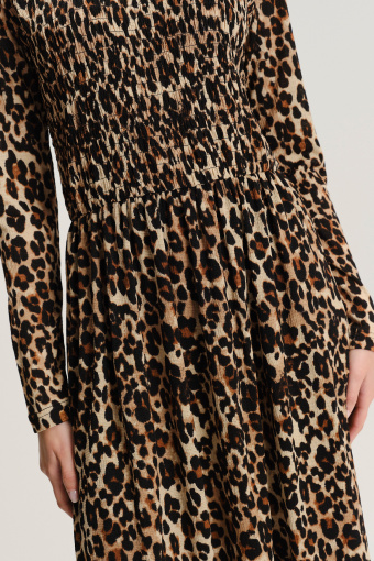 Stylowa sukienka midi z printem animal