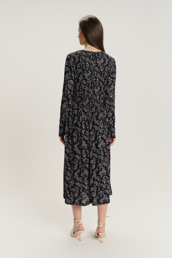 Czarna printowana sukienka midi
