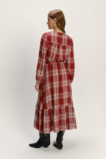 Wiskozowa sukienka w czerwoną kratę