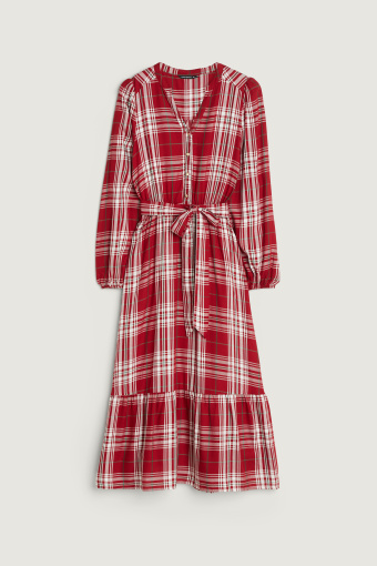 Wiskozowa sukienka w czerwoną kratę