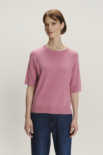 Różowy sweter z krótkim rękawem Różowy sweter z krótkim rękawem