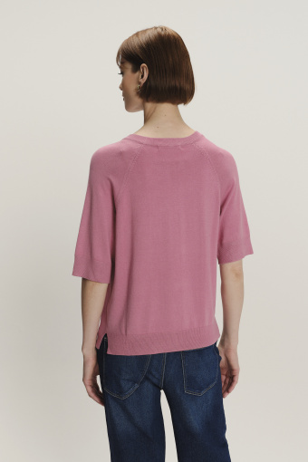 Różowy sweter z krótkim rękawem Różowy sweter z krótkim rękawem