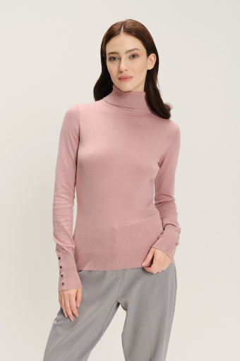 Sweter z golfem w kolorze pudrowo-różowym 