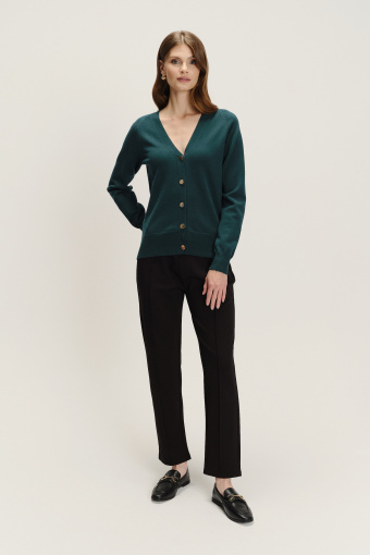 Klasyczny kardigan w kolorze butelkowej zieleni