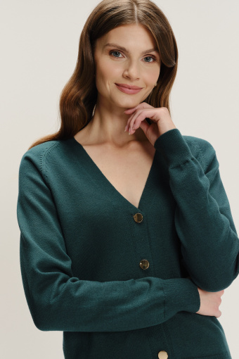 Klasyczny kardigan w kolorze butelkowej zieleni